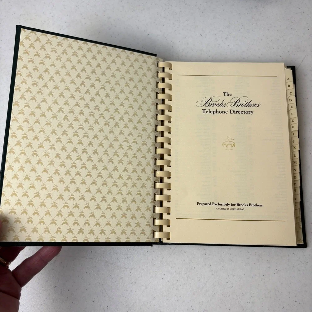 NEW Brooks Brothers Vintage Telephone Directory Address Book Green Logo Boxed